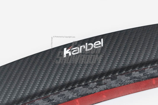 Tesla Model 3/P 2017-2023 with Aftermarket Parts - Rear Spoiler Pre-preg Carbon Fiber from Karbel Carbon