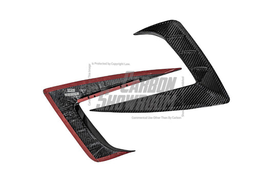 Tesla Model 3/P 2017 2018 2019 2020 2021 2022 2023 with Aftermarket Parts - Upper Valences Pre-preg Carbon Fiber from Karbel Carbon