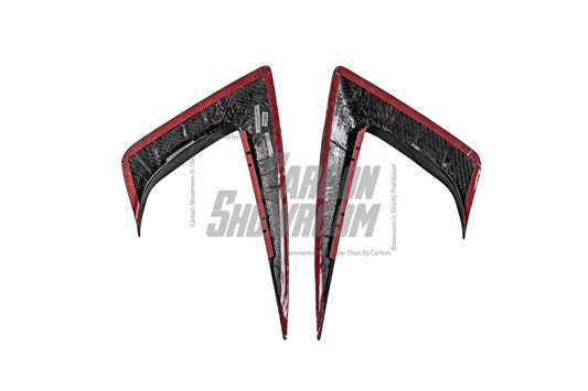 Tesla Model 3/P 2017 2018 2019 2020 2021 2022 2023 with Aftermarket Parts - Upper Valences Pre-preg Carbon Fiber from Karbel Carbon