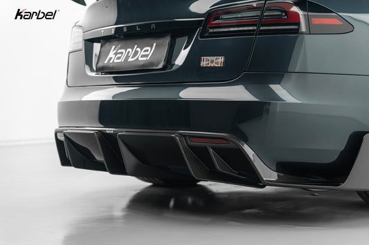 Tesla Model S 3rd Gen Late 2021-ON with Aftermarket Parts - Rear Diffuser Dry Pre-preg Carbon Fiber from Karbel Carbon