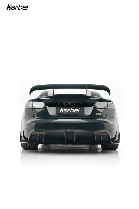 Tesla Model S 3rd Gen Late 2021-ON with Aftermarket Parts - Rear Wing Dry Pre-preg Carbon Fiber from Karbel Carbon