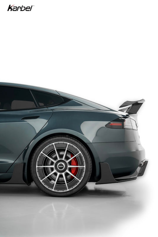 Tesla Model S 3rd Gen Late 2021-ON with Aftermarket Parts - Rear Wing Dry Pre-preg Carbon Fiber from Karbel Carbon