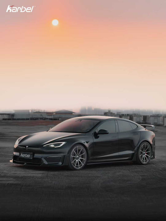 Tesla Model S 3rd Gen Late 2021-ON with Aftermarket Parts - Front Lip Dry Pre-preg Carbon Fiber from Karbel Carbon