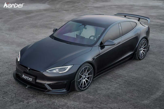 Tesla Model S 3rd Gen Late 2021-ON with Aftermarket Parts - Front Lip Dry Pre-preg Carbon Fiber from Karbel Carbon