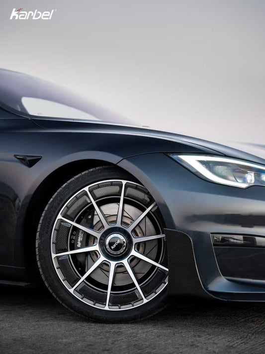 Tesla Model S 3rd Gen Late 2021-ON with Aftermarket Parts - Front Lip Dry Pre-preg Carbon Fiber from Karbel Carbon