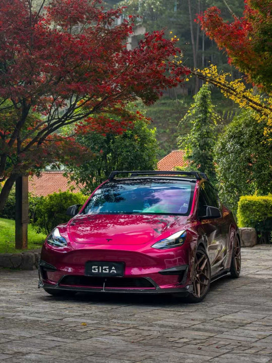 Tesla Model Y 2020-ON with Aftermarket Parts - Front Lip Pre-preg Carbon Fiber from Karbel Carbon