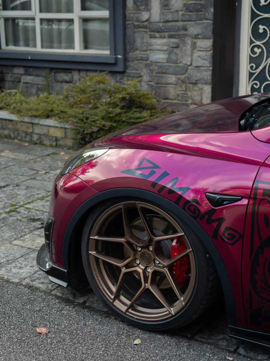 Tesla Model Y 2020-ON with Aftermarket Parts - Front Lip Pre-preg Carbon Fiber from Karbel Carbon