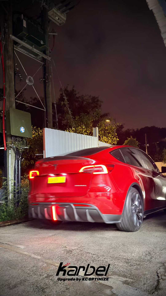 Tesla Model Y 2020-ON with Aftermarket Parts - Rear Diffuser Pre-preg Carbon Fiber from Karbel Carbon