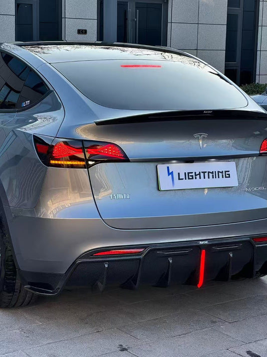 Tesla Model Y 2020-ON with Aftermarket Parts - Rear Diffuser Pre-preg Carbon Fiber from Karbel Carbon