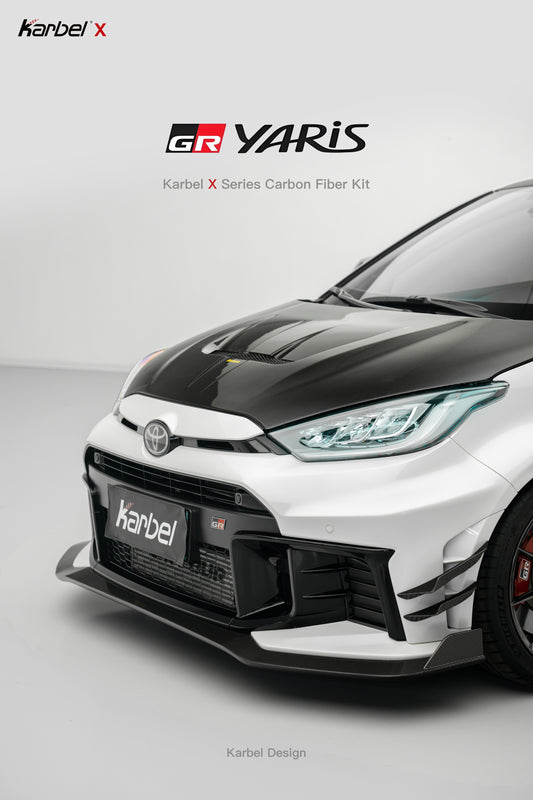 Toyota GR Yaris GXPA16 Facelift 2024-ON with Aftermarket Parts - X Full Body Kit Dry Pre-preg Carbon Fiber from Karbel Carbon