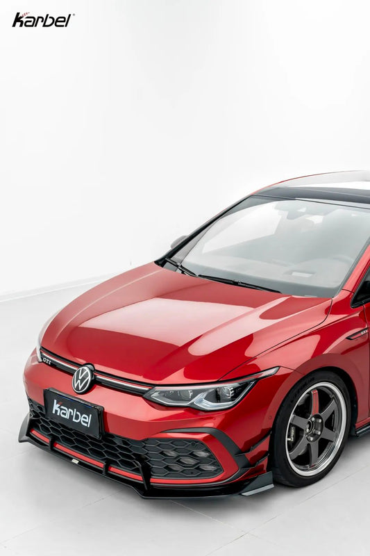 Volkswagen GTI & R-line MK8 2022 2023 2024 with Aftermarket Parts - V2 Front Canards Dry Pre-preg Carbon Fiber/FRP from Karbel Carbon