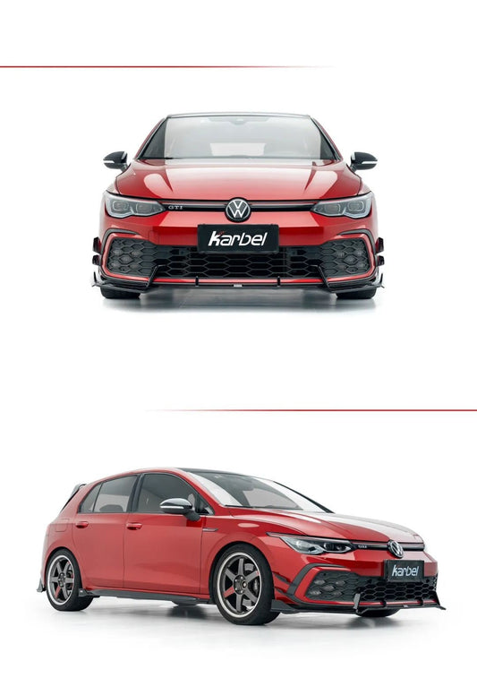 Volkswagen GTI & R-line MK8 2022 2023 2024 with Aftermarket Parts - V2 Front Canards Dry Pre-preg Carbon Fiber/FRP from Karbel Carbon