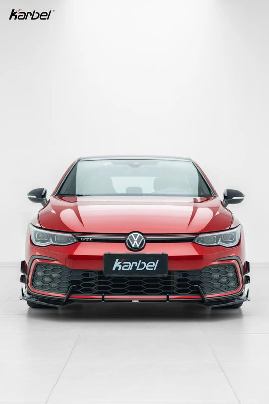 Volkswagen GTI & R-line MK8 2022 2023 2024 with Aftermarket Parts - V2 Front Canards Dry Pre-preg Carbon Fiber/FRP from Karbel Carbon