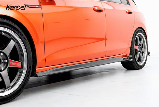 Volkswagen GTI MK8 2022-ON with Aftermarket Parts - Side Skirts Pre-preg Carbon Fiber from Karbel Carbon