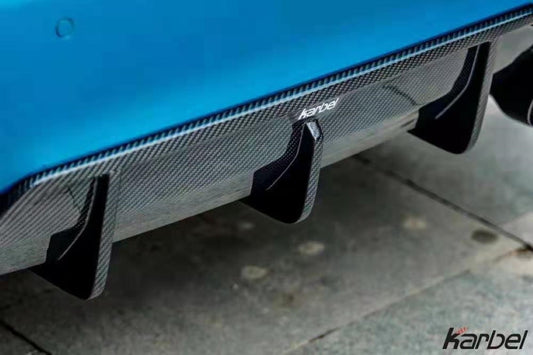 BMW 4 Series 430 440 (with M-Package bumper, does not fit base model) F32 / F33 2017 2018 2019 2020 with Aftermarket Parts - Rear Diffuser & Canards Dry Pre-preg Carbon Fiber from Karbel Carbon