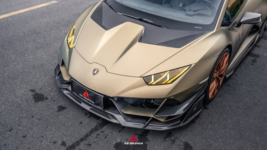 Lamborghini Huracan EVO AWD 2020 2021 2022 2023 with Aftermarket Parts - Front Lip Dry Pre-preg Carbon Fiber from ArmorExtend
