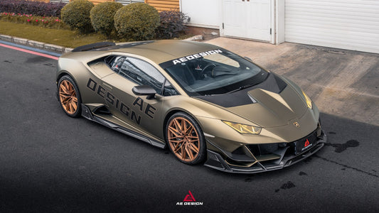 Lamborghini Huracan EVO AWD 2020 2021 2022 2023 with Aftermarket Parts - Front Canards Dry Pre-preg Carbon Fiber from ArmorExtend