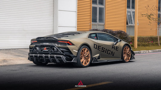 Lamborghini Huracan EVO AWD RWD 2020 2021 2022 2023 with Aftermarket Parts - Rear Diffuser & Canards Dry Pre-preg Carbon Fiber from ArmorExtend