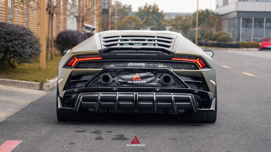Lamborghini Huracan EVO AWD RWD 2020 2021 2022 2023 with Aftermarket Parts - Rear Diffuser & Canards Dry Pre-preg Carbon Fiber from ArmorExtend
