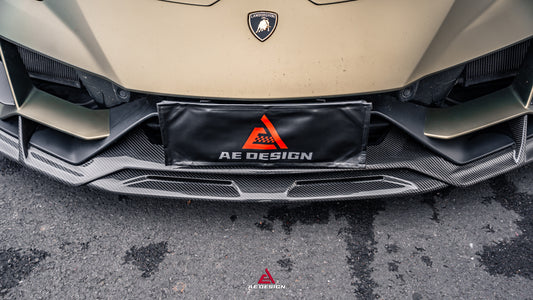 Lamborghini Huracan EVO AWD 2020 2021 2022 2023 with Aftermarket Parts - Front Lip Dry Pre-preg Carbon Fiber from ArmorExtend