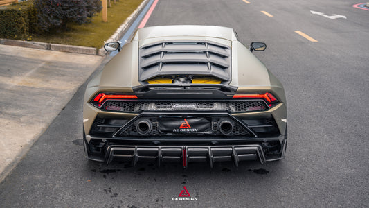Lamborghini Huracan EVO AWD RWD 2020 2021 2022 2023 with Aftermarket Parts - Rear Diffuser & Canards Dry Pre-preg Carbon Fiber from ArmorExtend