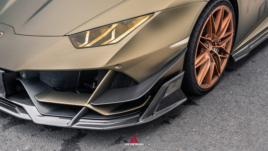 Lamborghini Huracan EVO AWD 2020 2021 2022 2023 with Aftermarket Parts - Front Lip Dry Pre-preg Carbon Fiber from ArmorExtend