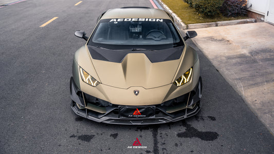 Lamborghini Huracan EVO AWD 2020 2021 2022 2023 with Aftermarket Parts - Front Canards Dry Pre-preg Carbon Fiber from ArmorExtend