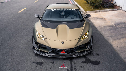 Lamborghini Huracan EVO AWD 2020 2021 2022 2023 with Aftermarket Parts - Front Canards Dry Pre-preg Carbon Fiber from ArmorExtend