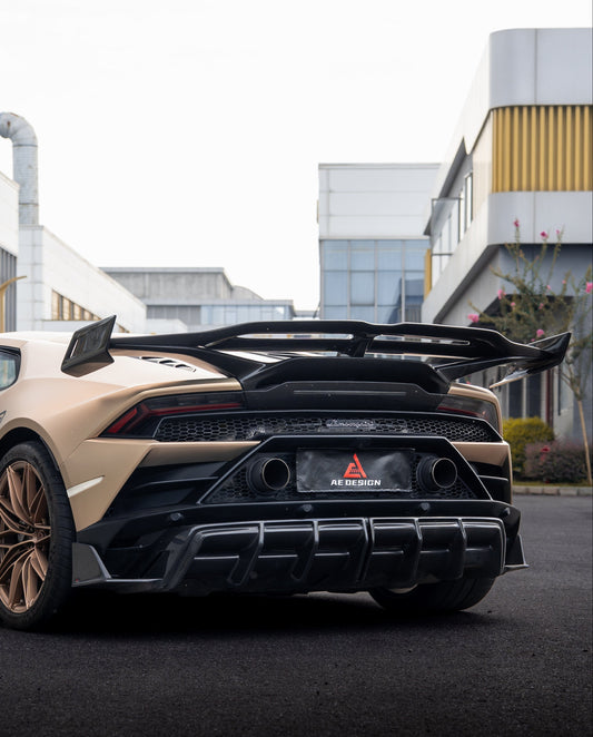 Lamborghini Huracan Tecnica Performante Evo LP610 LP580 2015 2016 2017 2018 2019 2020 2021 2022 2023 2024 with Aftermarket Parts - ART Rear Wing Dry Pre-preg Carbon Fiber from ArmorExtend