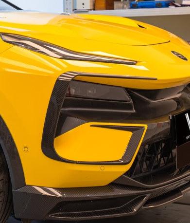 Lotus Eletre 2023 2024 with Aftermarket Parts - PK Style Front Bumper Outer & Inner Trim Pre-preg Carbon Fiber from Ventus Veloce