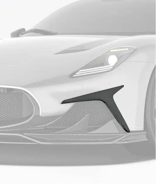 Maserati MC20 2022-ON with Aftermarket Parts - V2 Front Canards Dry Pre-preg Carbon Fiber from Ventus Veloce