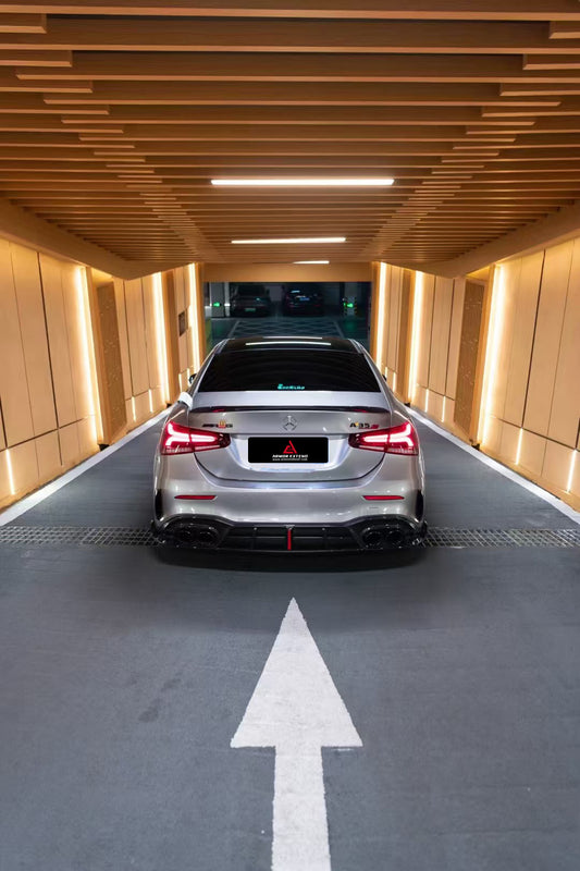 Mercedes Benz A-Class A45/A35/A250/A220 W177 2019 2020 2021 2022 2023 2024 with Aftermarket Parts - AE Style Rear Diffuser Carbon Fiber from ArmorExtend