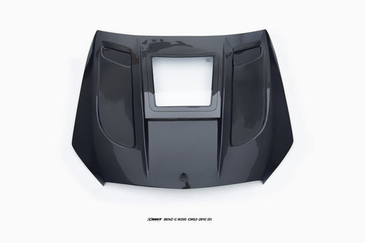Mercedes Benz C-Class C43 C400 C300 W205 2015-2021 & C-Class C43 C300 W205 2016-2022 with CMST Tuning's Aftermarket Parts - Carbon Fiber and FRP Hood Bonnet V4 Style