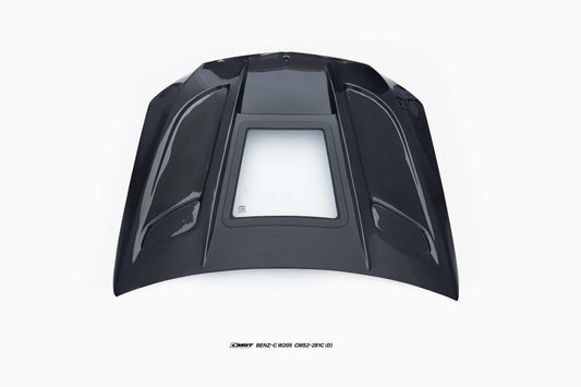 Mercedes Benz C-Class C43 C400 C300 W205 2015-2021 & C-Class C43 C300 W205 2016-2022 with CMST Tuning's Aftermarket Parts - Carbon Fiber and FRP Hood Bonnet V4 Style