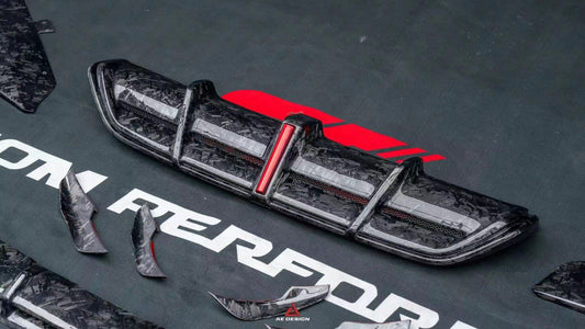 Mercedes Benz GLC43 AMG & GLC300 (with sport-package bumper, does not fit base model) W253 GLC & GLC Coupe 2020 2021 2022 2023 with Aftermarket Parts - AE Style Rear Diffuser & Canards Carbon Fiber from ArmorExtend