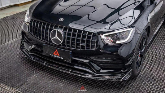 Mercedes Benz GLC43 AMG & GLC300 (with sport-package bumper, does not fit base model) W253 GLC & GLC Coupe 2020 2021 2022 2023 with Aftermarket Parts - AE Style Front Canards Pre-preg Carbon Fiber