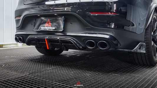 Mercedes Benz GLC43 AMG & GLC300 (with sport-package bumper, does not fit base model) W253 GLC & GLC Coupe 2020 2021 2022 2023 with Aftermarket Parts - AE Style Rear Diffuser & Canards Carbon Fiber from ArmorExtend