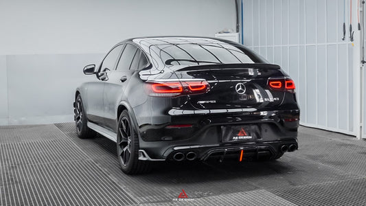 Mercedes Benz GLC43 AMG & GLC300 (with sport-package bumper, does not fit base model) W253 GLC & GLC Coupe 2020 2021 2022 2023 with Aftermarket Parts - AE Style Rear Diffuser & Canards Carbon Fiber from ArmorExtend
