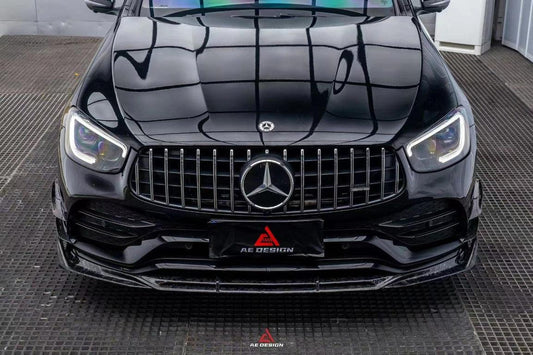 Mercedes Benz GLC43 AMG & GLC300 (with sport-package bumper, does not fit base model) W253 GLC & GLC Coupe 2020 2021 2022 2023 with Aftermarket Parts - AE Style Front Lip Pre-preg Carbon Fiber from ArmorExtend