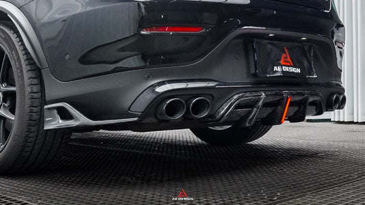 Mercedes Benz GLC43 AMG & GLC300 (with sport-package bumper, does not fit base model) W253 GLC & GLC Coupe 2020 2021 2022 2023 with Aftermarket Parts - AE Style Rear Diffuser & Canards Carbon Fiber from ArmorExtend