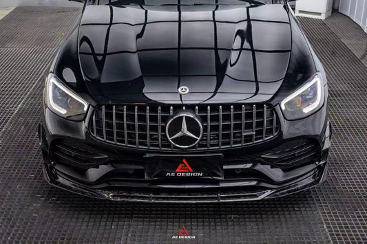 Mercedes Benz GLC43 AMG & GLC300 (with sport-package bumper, does not fit base model) W253 GLC & GLC Coupe 2020 2021 2022 2023 with Aftermarket Parts - AE Style Front Lip Pre-preg Carbon Fiber from ArmorExtend