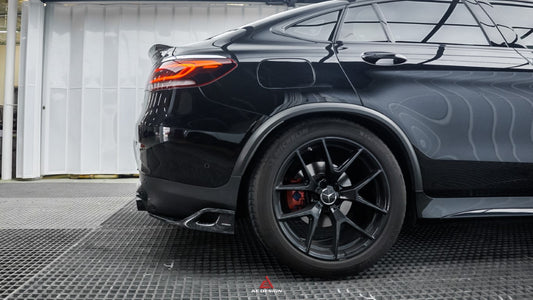 Mercedes Benz GLC43 AMG & GLC300 (with sport-package bumper, does not fit base model) W253 GLC & GLC Coupe 2020 2021 2022 2023 with Aftermarket Parts - AE Style Rear Diffuser & Canards Carbon Fiber from ArmorExtend