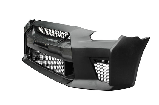 Nissan GTR Nismo Black Edition Track Eidtion Premium Base 2008-2016 (for installation on 2017-2024 vehicles, 2008-2016 hood is recommended) with Aftermarket Parts - Stage 1 Style Front Bumper & Lip (Undertray & DRL included) Carbon Fiber / FRP from CMST Tuning
