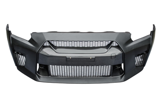 Nissan GTR Nismo Black Edition Track Eidtion Premium Base 2008-2016 (for installation on 2017-2024 vehicles, 2008-2016 hood is recommended) with Aftermarket Parts - Stage 1 Style Front Bumper & Lip (Undertray & DRL included) Carbon Fiber / FRP from CMST Tuning