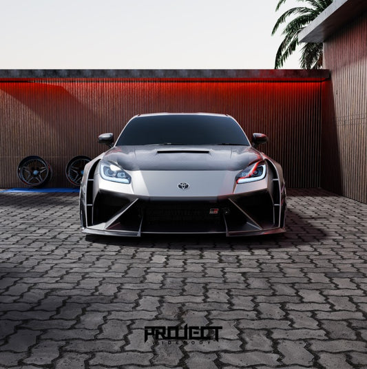 Subaru BRZ ZD8 2022-ON & Toyota GR86 ZN8 2022-ON with Aftermarket Parts - PROJECT WIDEBODY Front Bumper Carbon Fiber / FRP from CMST Tuning