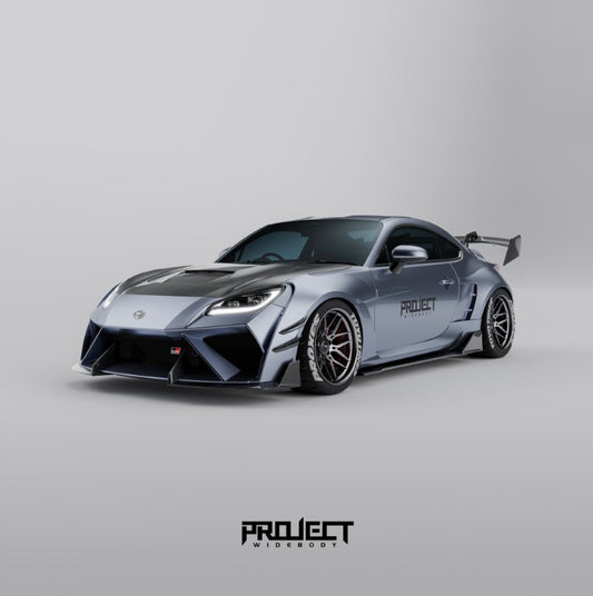 Subaru BRZ ZD8 2022-ON & Toyota GR86 ZN8 2022-ON with Aftermarket Parts - PROJECT WIDEBODY Front Bumper Carbon Fiber / FRP from CMST Tuning