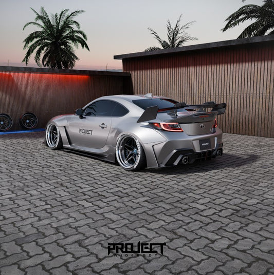 Subaru BRZ ZD8 2022-ON & Toyota GR86 ZN8 2022-ON with Aftermarket Parts - PROJECT WIDEBODY Rear Quarter Panel Flares Carbon Fiber / FRP from CMST Tuning