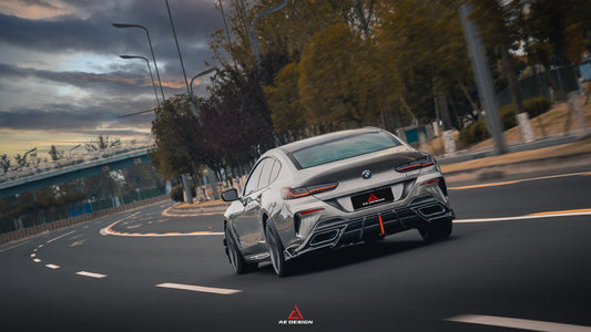 BMW 8 Series M850i 840i (With M-Package Bumper) G14 G15 G16 2018 2019 2020 2021 2022 2023 2024 with Aftermarket Parts - AE Rear Diffuser & Canards Carbon Fiber from ArmorExtend