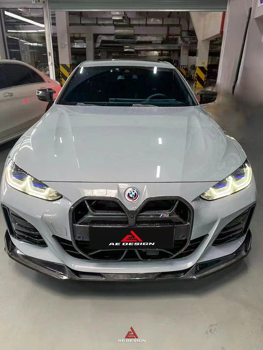 BMW I4 M50 / e Drive 40 (with M-package bumper, does not fit base model) I4 M50 / e Drive 40 & 4 Series Gran Coupe M440i 430i (with M-package bumper, does not fit base model) G26 2022 2023 2024 with Aftermarket Parts - AE Style Front Lip Carbon Fiber / ABS from ArmorExtend