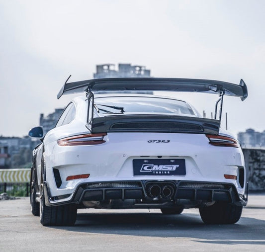 Porsche 991.1 Carrera Base/S/Targa/4/4S/GTS/Turbo/Turbo S 2012 2013 2014 2015 2016 & 991.2 Carrera Base/S/T/Targa/4/4S/GTS/Turbo/Turbo S 2017 2018 2019 with Aftermarket Parts - Rear Spoiler Wing & Trunk FRR / Carbon Fiber from CMST Tuning